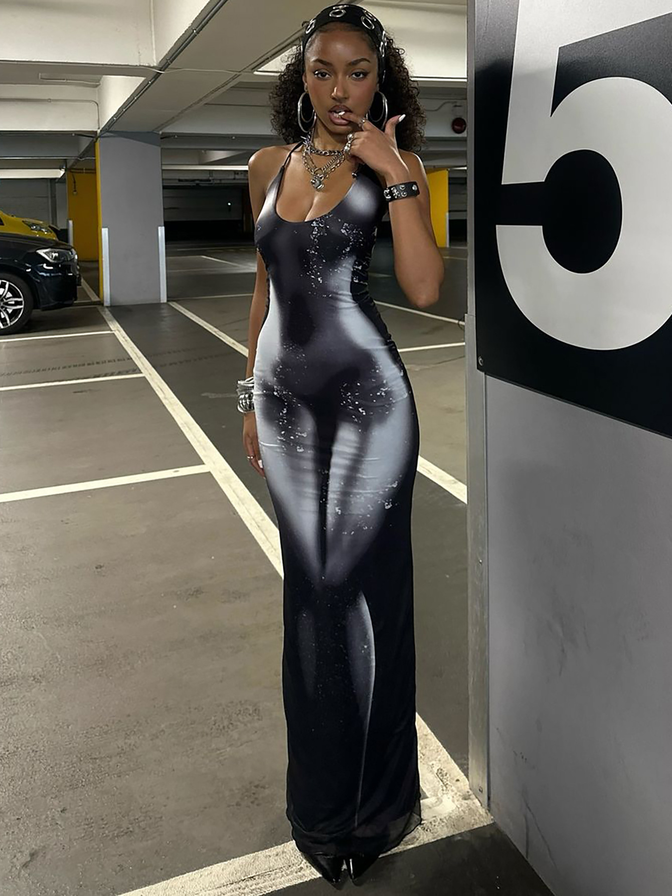 Off - The - Shoulder Bodycon Sexy Backless Tie - up Maxi Dress