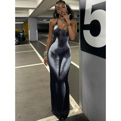 Off - The - Shoulder Bodycon Sexy Backless Tie - up Maxi Dress 02