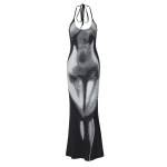 Off - The - Shoulder Bodycon Sexy Backless Tie - up Maxi Dress