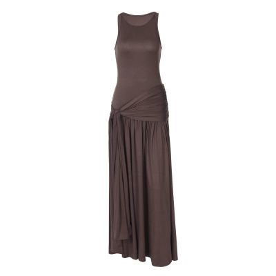 Ruffled Tie - on Slim Street - style Maxi Dress 01