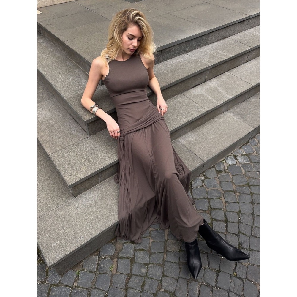 Ruffled Tie - on Slim Street - style Maxi Dress