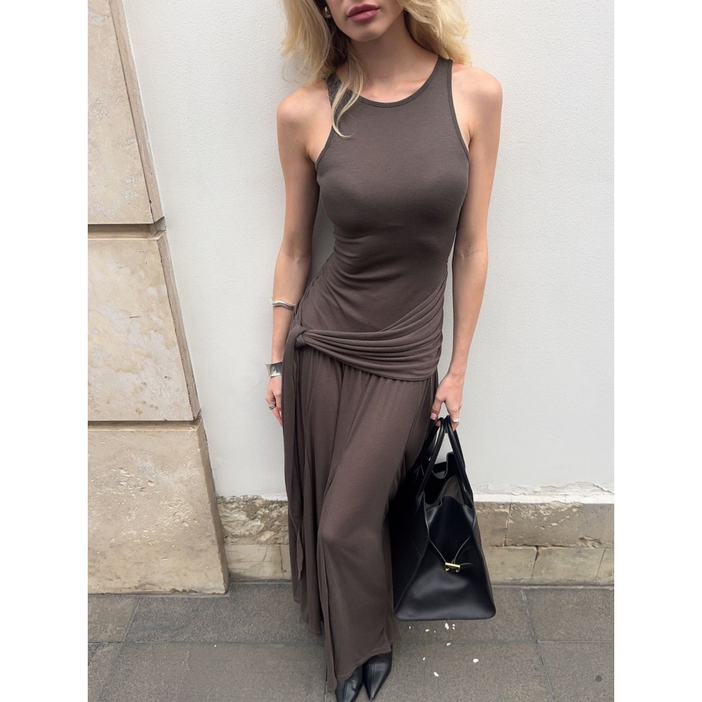 Ruffled Tie - on Slim Street - style Maxi Dress