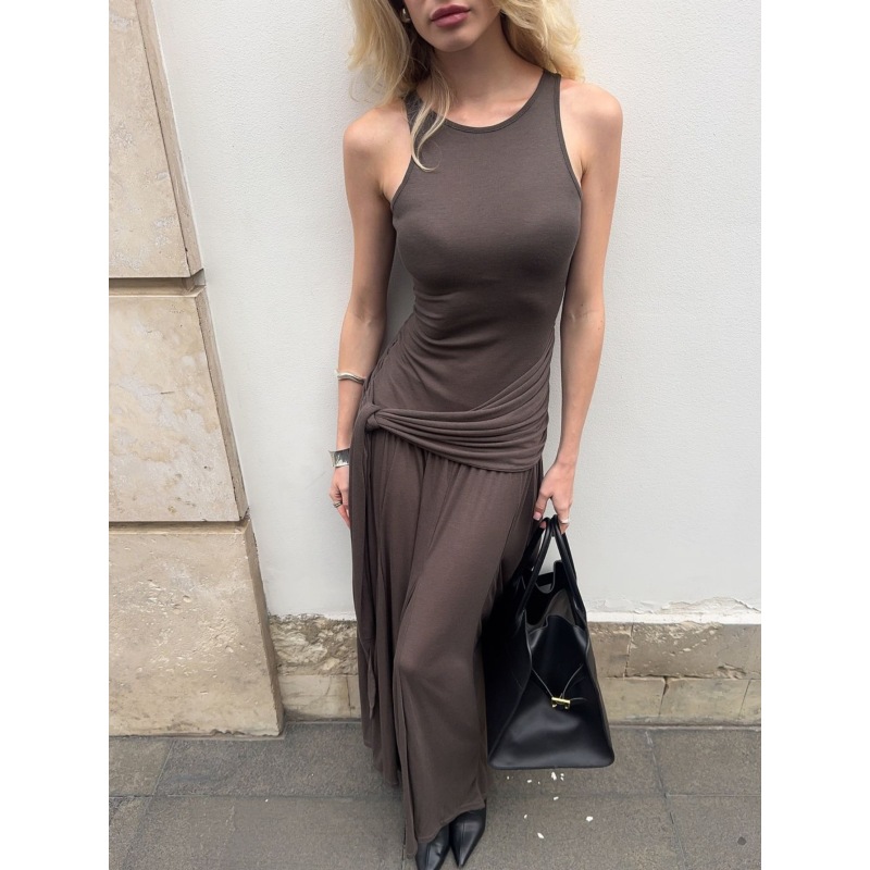 Ruffled Tie - on Slim Street - style Maxi Dress