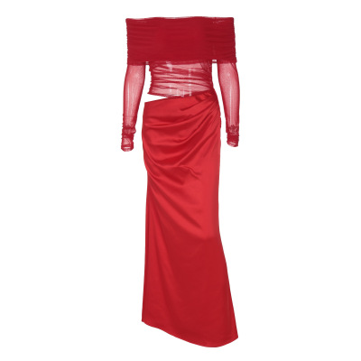 Sheer Mesh One - Shoulder Long Sleeve Dress 01