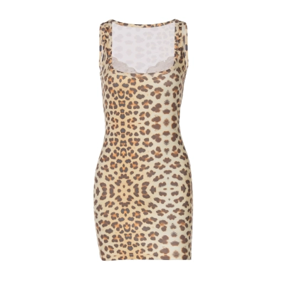 Leopard - Print Lace Square - Neck Sleeveless Fitted Dress 01