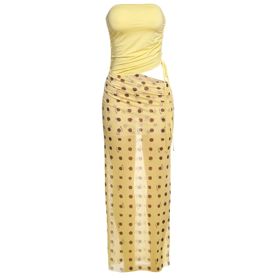 Cami Drawstring Tank & Mesh Fringe Skirt Set  01