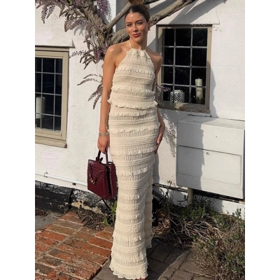 Halter - Tie Crop Top & High - Waisted Slim Skirt Set 02