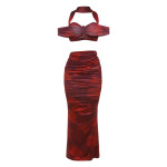 Off - the - Shoulder Top & Pleated Skirt Set