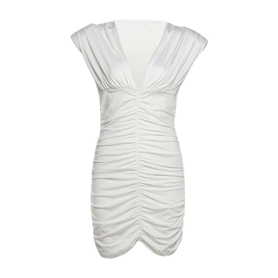 Women's V - Neck Pleated Bodycon Dress 01