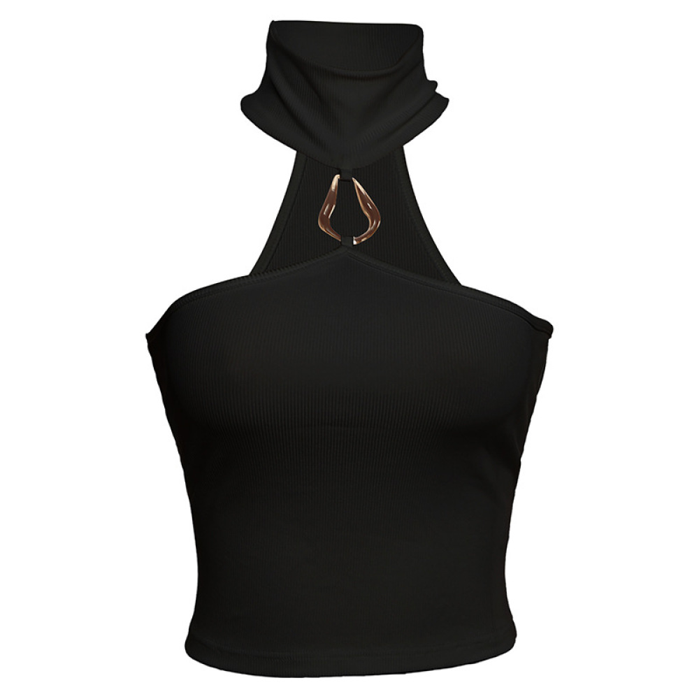 Sleeveless Cropped Halter Neck Top