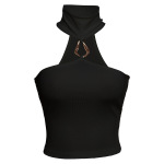 Sleeveless Cropped Halter Neck Top