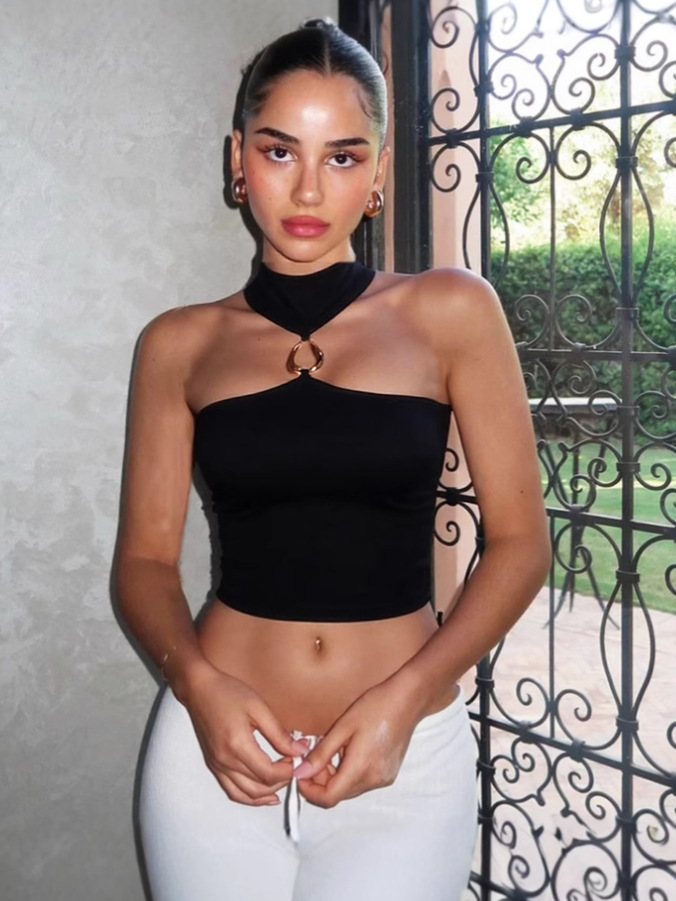 Sleeveless Cropped Halter Neck Top