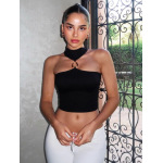 Sleeveless Cropped Halter Neck Top