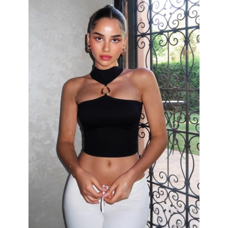 Sleeveless Cropped Halter Neck Top