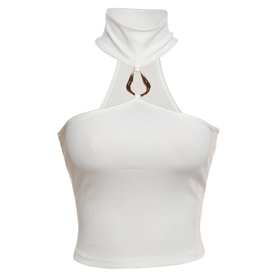 Sleeveless Cropped Halter Neck Top 02