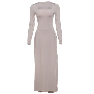 Round - Neck Split Long - Sleeve Slim Fit Flared Pant Set 01