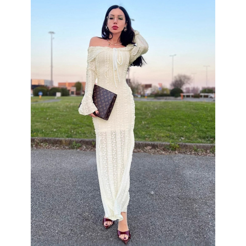 Slim - Fit One - Shoulder Flared Sleeve Dress