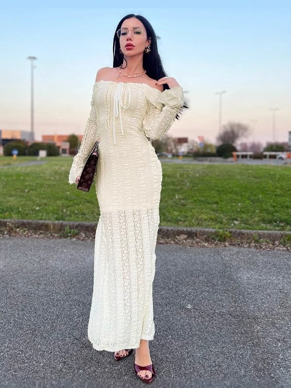 Slim - Fit One - Shoulder Flared Sleeve Dress