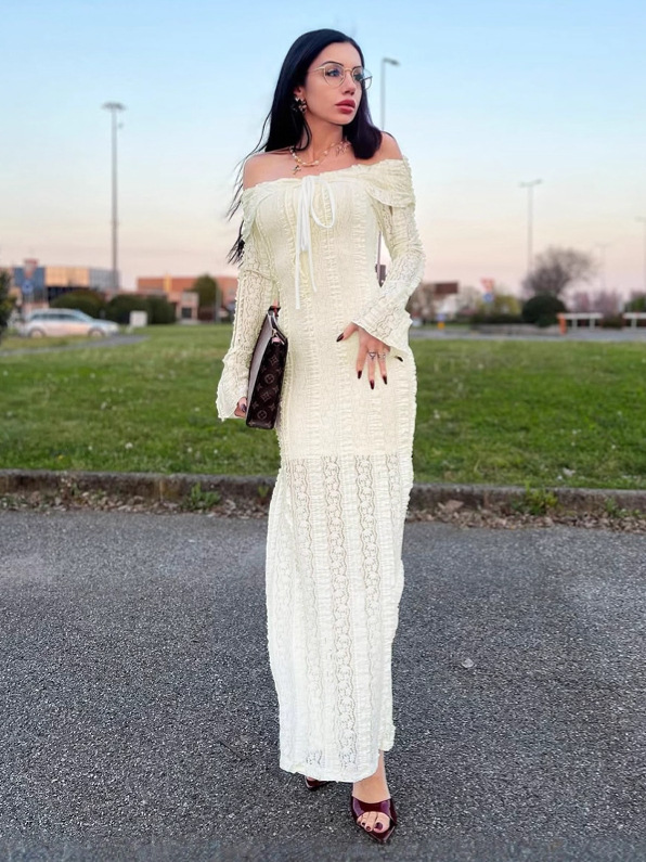 Slim - Fit One - Shoulder Flared Sleeve Dress