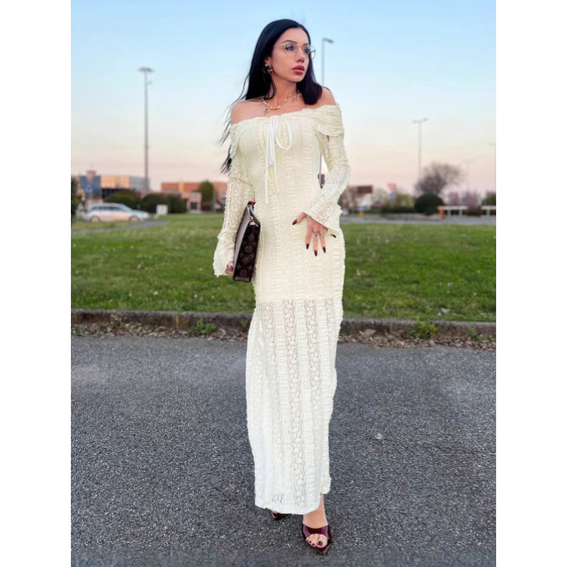 Slim - Fit One - Shoulder Flared Sleeve Dress