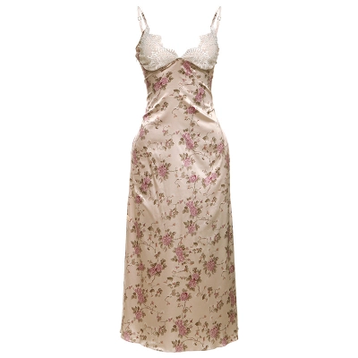Lace - Spliced Floral Print Cami Dress 01