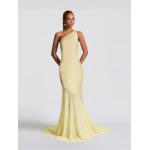 Chiffon - Spliced Asymmetrical - Neck Tie - Up Dress