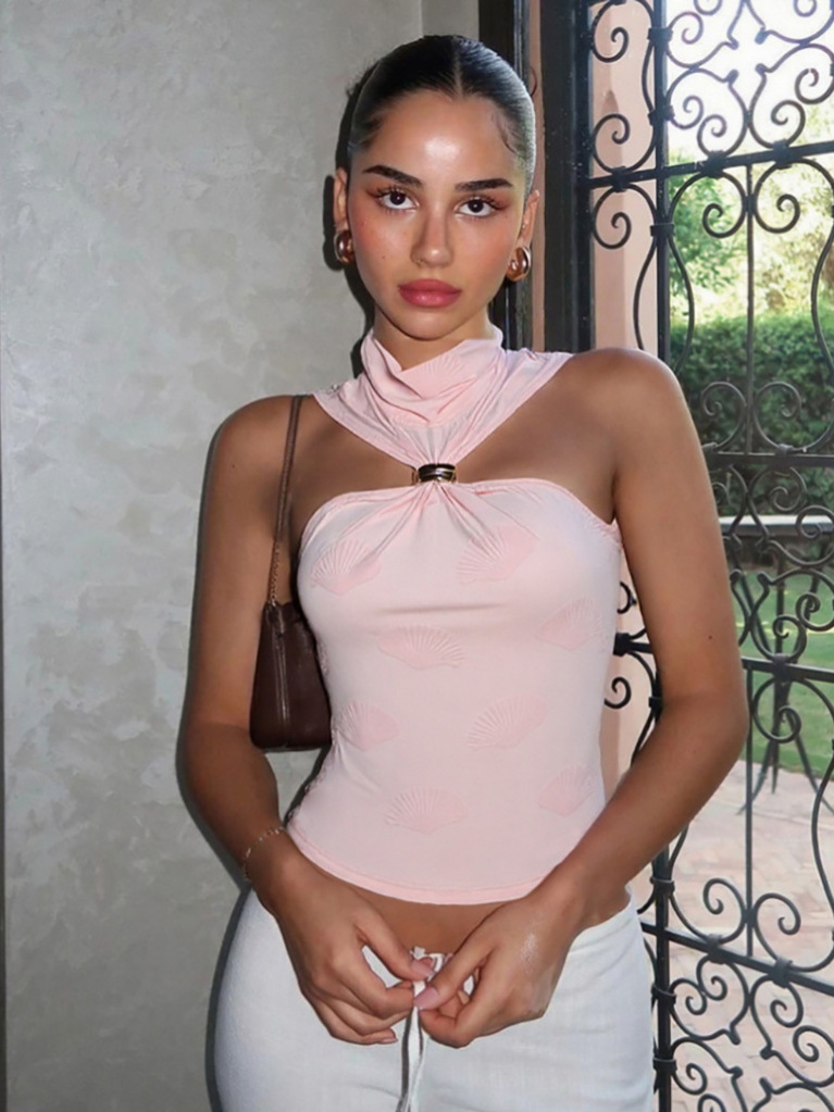 Half - High Neck Off - The - Shoulder Slim Fit Tank Top