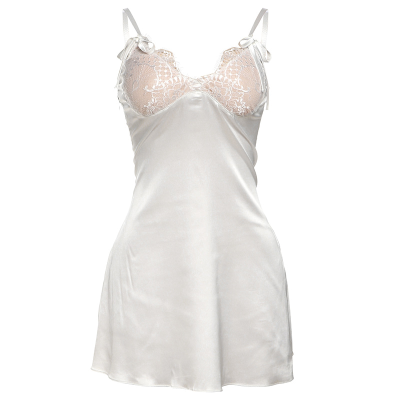 V - Neck Backless Lace - Spliced Cami Dress