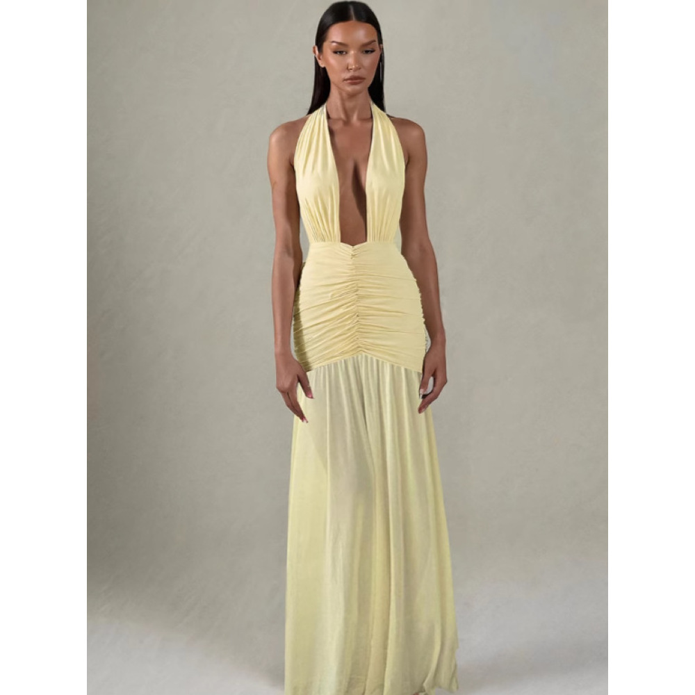 Deep V Neck Halter Dress