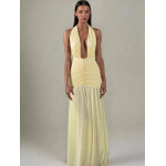 Deep V Neck Halter Dress