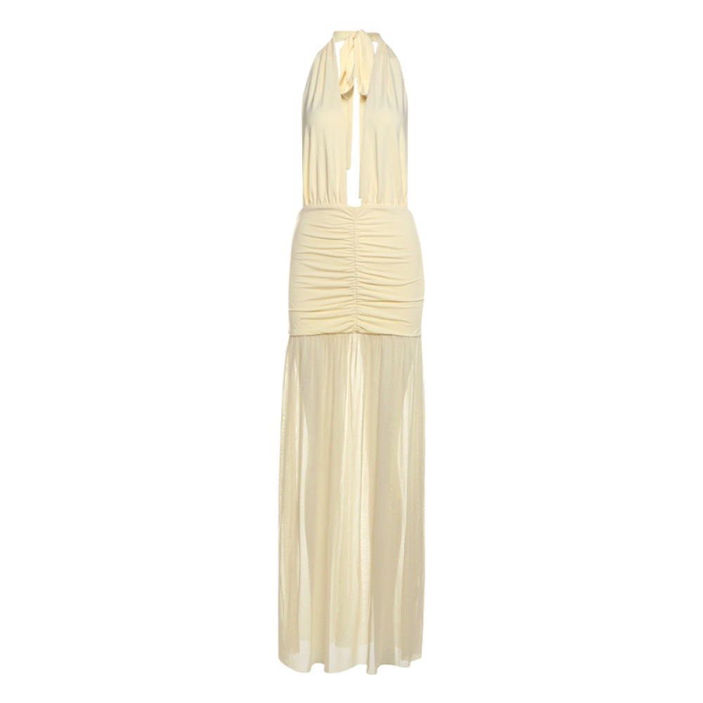 Deep V Neck Halter Dress