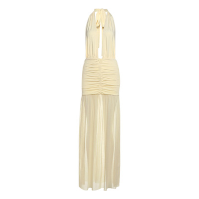 Deep V Neck Halter Dress 01