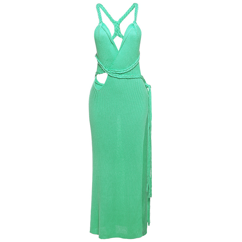 Knit Fringe Side - Slit Dress