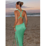 Knit Fringe Side - Slit Dress