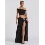 Crop Top & High - Waisted Skirt Set with Side Slit