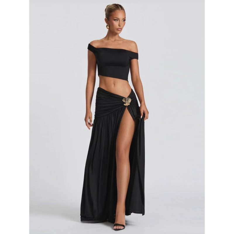 Crop Top & High - Waisted Skirt Set with Side Slit