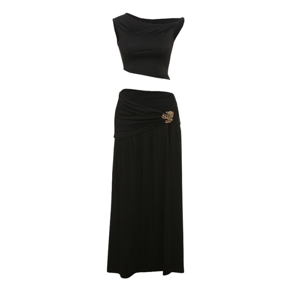 Crop Top & High - Waisted Skirt Set with Side Slit