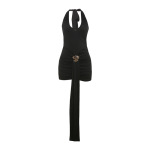 Slimming Backless Pleated Hip - hugging Dress