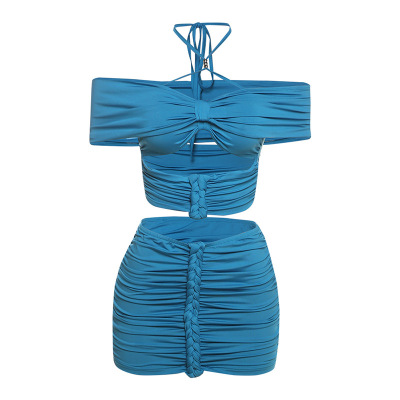 Beaded Cami Top & Pleated Mini Skirt Set  01