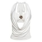 Piled - collar Backless Slim - fit Bustier Top