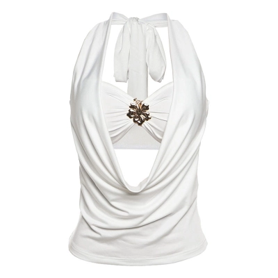 Piled - collar Backless Slim - fit Bustier Top 01