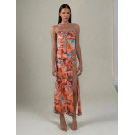 Backless Slim - fit Cut - out Side Split Print Bustier Dress