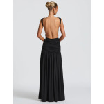 Sleeveless Bodysuit with Metal - Trimmed Split Maxi Dress Set