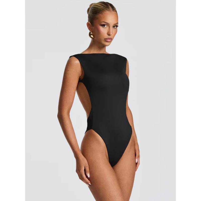 Sleeveless Bodysuit with Metal - Trimmed Split Maxi Dress Set