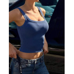 U - neck Slimming Crop Top Sexy Solid - color Cami Tank Top