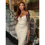 French Sexy Slim - fit V - neck Halter Dress