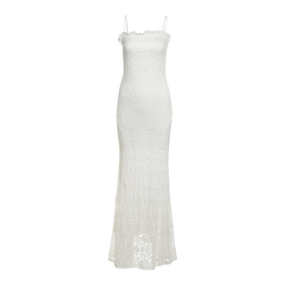 Solid Mesh Spliced Hollow - out Slim Fit Cami Dress 01
