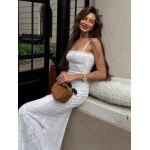 Solid Mesh Spliced Hollow - out Slim Fit Cami Dress