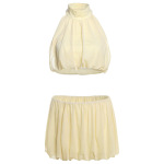 Halter Cropped Top & Bodycon Mini Skirt Set 