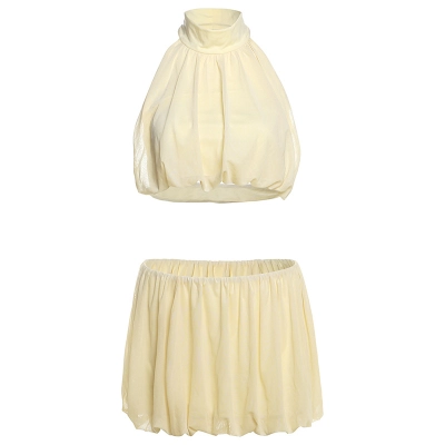 Halter Cropped Top & Bodycon Mini Skirt Set  01